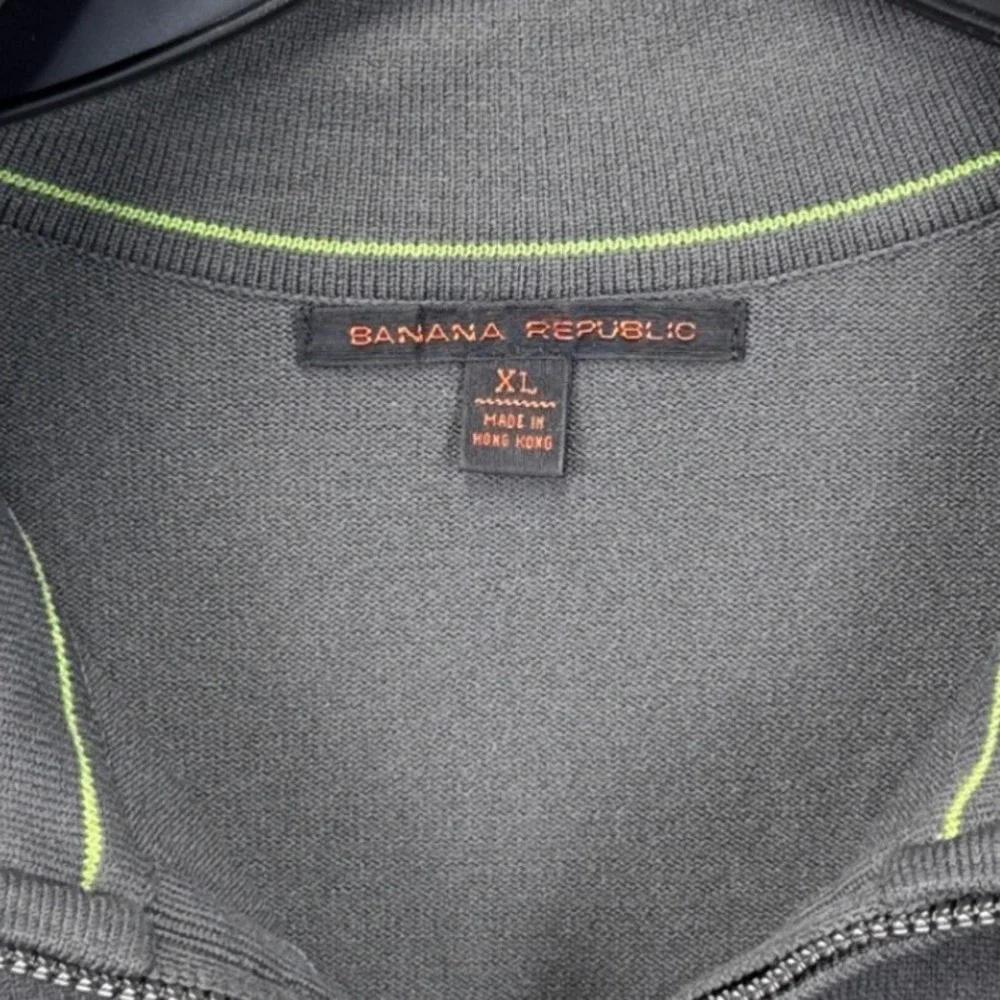 Banana Republic Quarter Zip Sweater XL Dark Gray Olefin Nylon Mock Neck Pullover